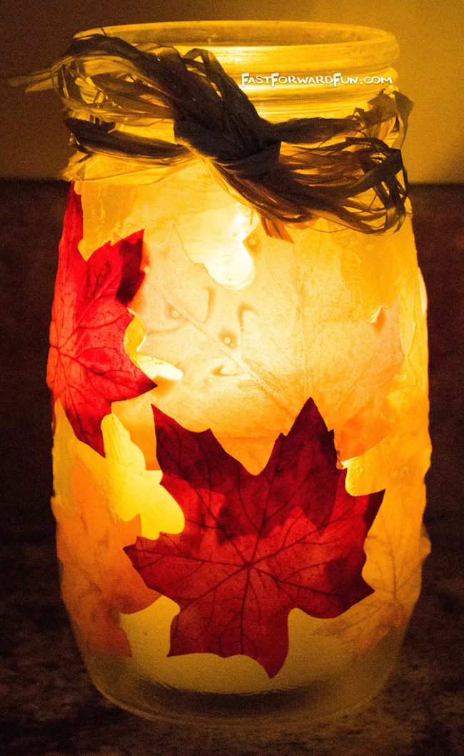 DIY Fall Leaf Candle Holder (fun video tutorial and step-by-step photos) Fast Forward Fun