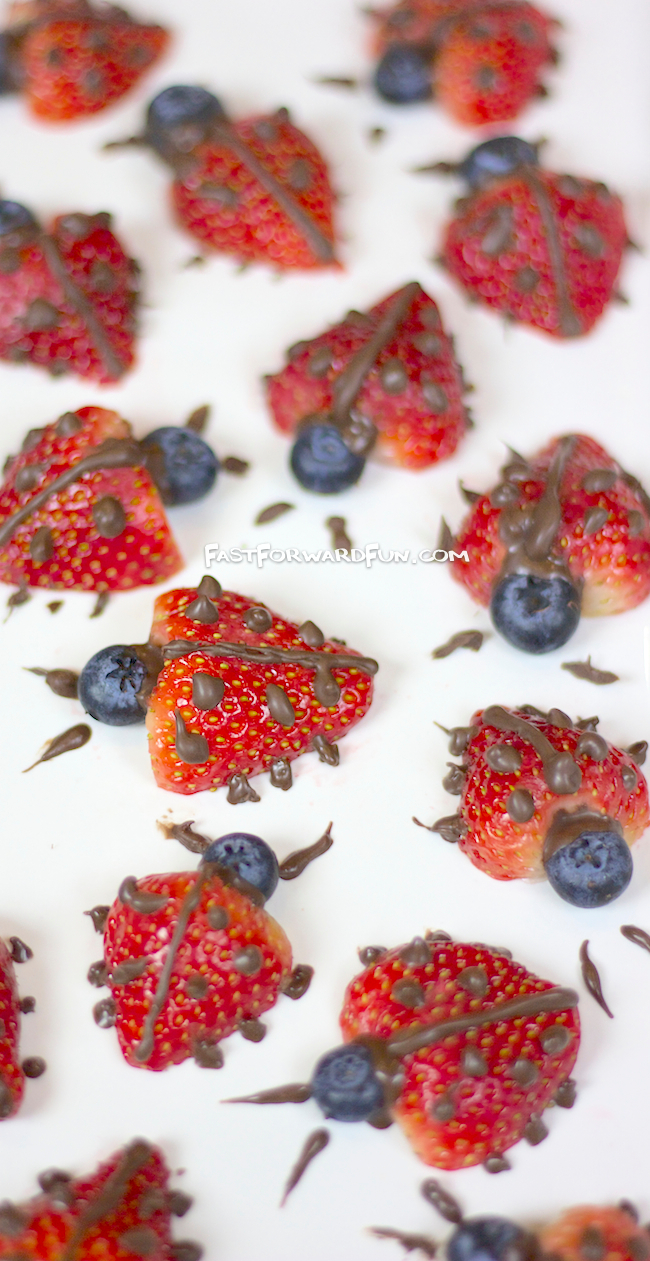 Chocolate Strawberry Ladybugs -- Awesome! Cute food for parties.