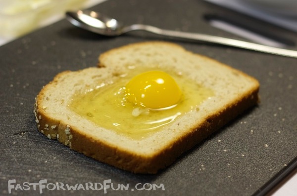 Baked Cheesy Egg Toast -- Kind of like egg in a hole, but better!