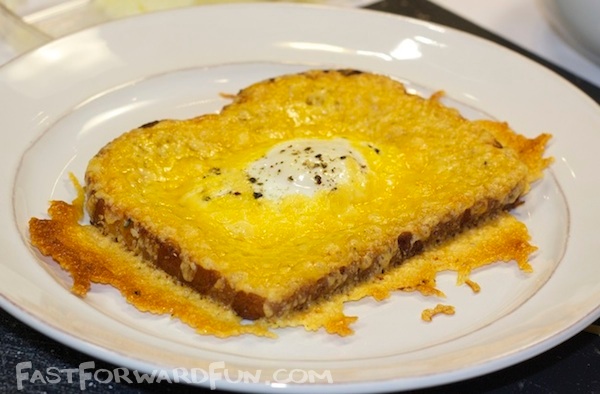 Cheesy Egg Toast -- I would never think to toast an egg! My new favorite breakfast.