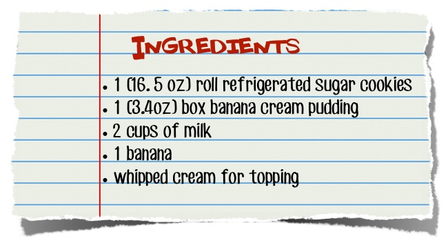 Ingredients for mini banana cream cookie pie cups.