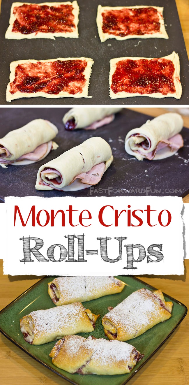 Monte Cristo Crescent Roll-Ups :: The easiest and yummiest monte cristo recipe! (super fun video tutorial and step-by-step photos)