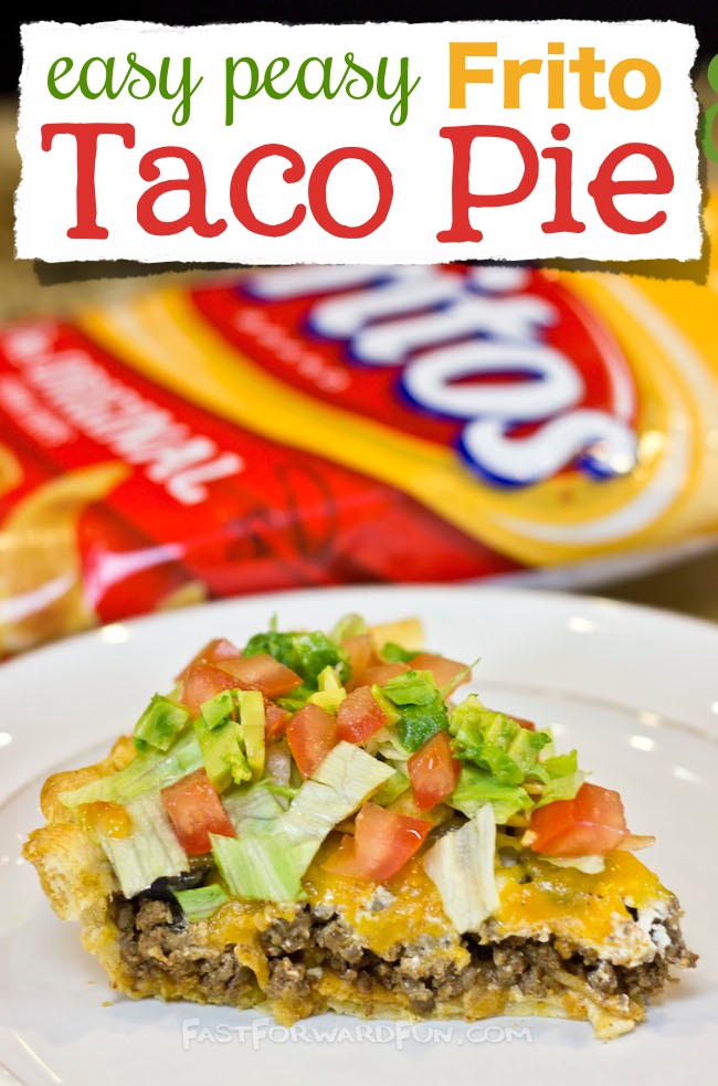 The easiest and tastiest dinner, EVER! Easy Frito Taco Pie (super fun video tutorial and step-by-step photos). | Fast Forward Fun
